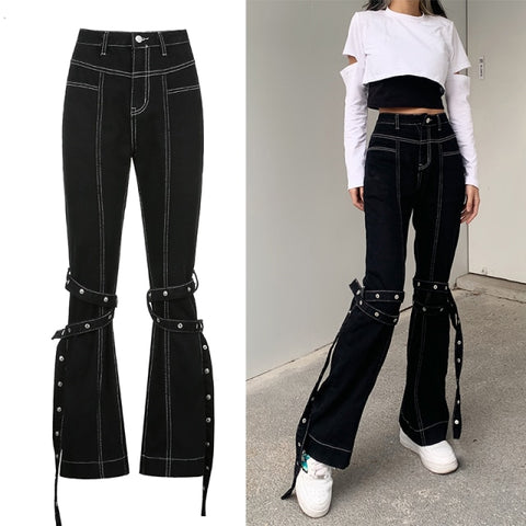 High Waist Jeans Woman Wide Leg Denim Boyfriend Streetwear Clothing