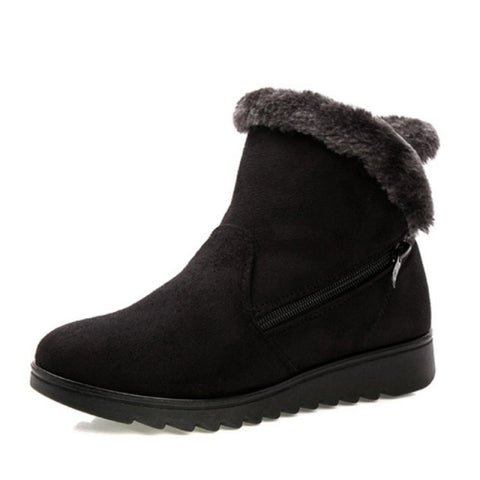boots suede ankle snow boots Female warm fur plush insole comfortable