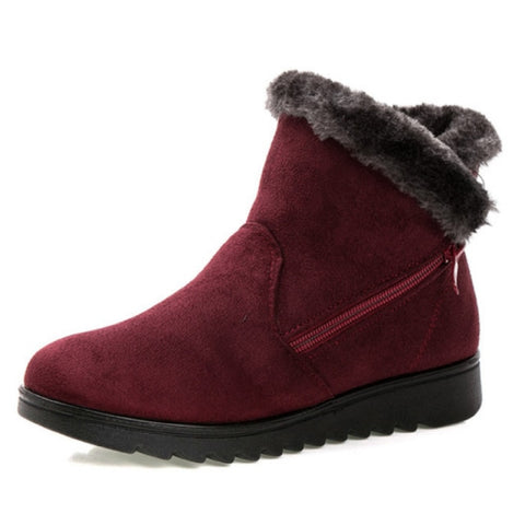 boots suede ankle snow boots Female warm fur plush insole comfortable