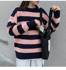 Casual Woman Pullovers Striped Jumper Warm Sweaters