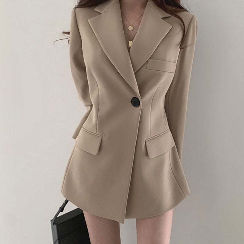 Blazer Jacket Office Lady Casual Slim Suit Blazers Coat Solid Work