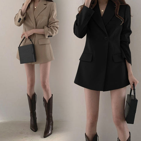 Blazer Jacket Office Lady Casual Slim Suit Blazers Coat Solid Work