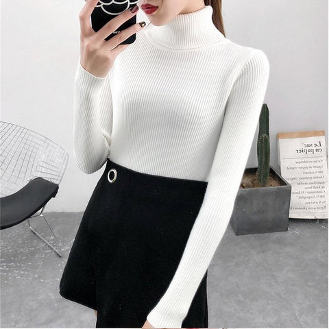 Knitted Jumper Tops turtleneck Pullovers Casual Sweaters