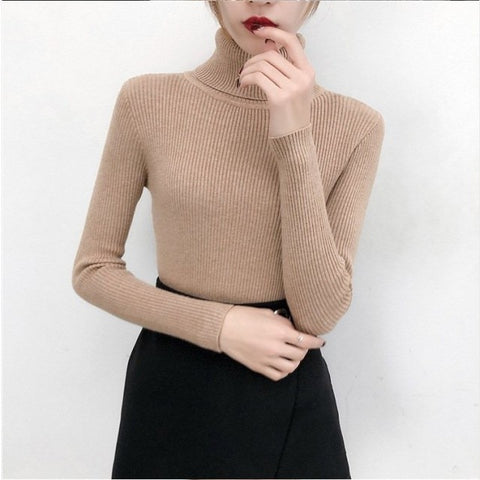 Knitted Jumper Tops turtleneck Pullovers Casual Sweaters