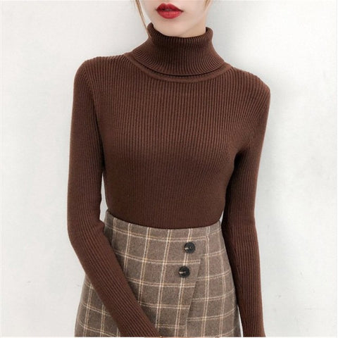 Knitted Jumper Tops turtleneck Pullovers Casual Sweaters