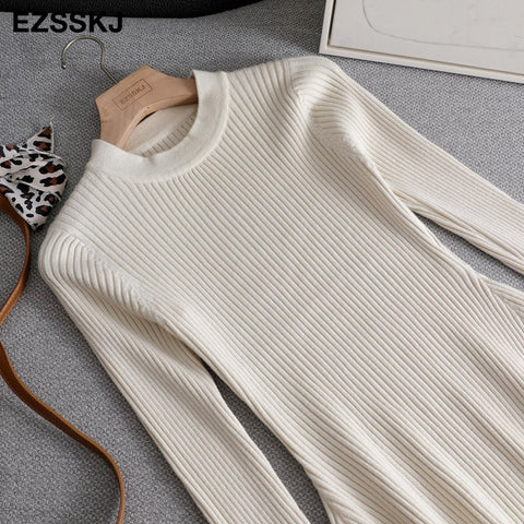 basic short A line thick sweater dress elegant knit