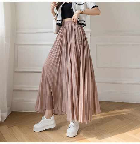 Loose Pleated Chiffon Pants Elastic High Waist Thin Wide Leg Pants