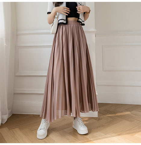 Loose Pleated Chiffon Pants Elastic High Waist Thin Wide Leg Pants