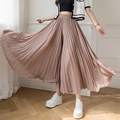 Loose Pleated Chiffon Pants Elastic High Waist Thin Wide Leg Pants