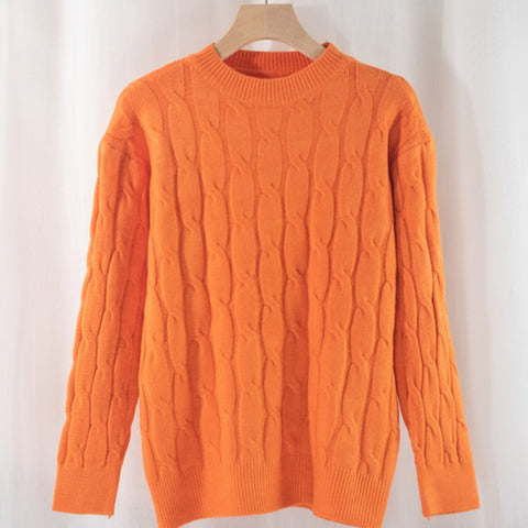 Women's Sweaters Pullovers Minimalist Korean Elegant Pink Solid Ladies Jumpers