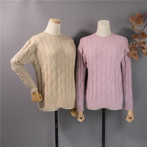 Women's Sweaters Pullovers Minimalist Korean Elegant Pink Solid Ladies Jumpers