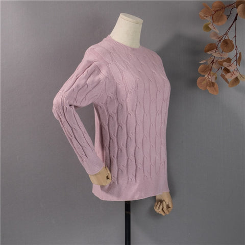 Women's Sweaters Pullovers Minimalist Korean Elegant Pink Solid Ladies Jumpers