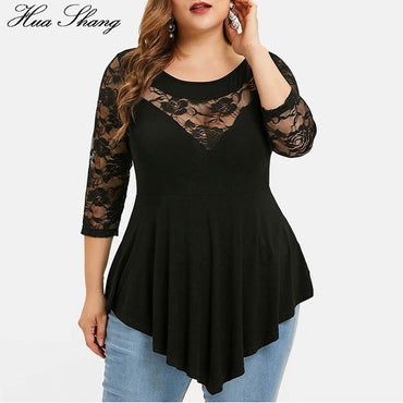 Floral Lace Hollow Out Sexy Tunic Blouse Women Clothing
