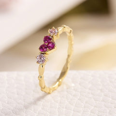 Simple Heart Ring Women Rhinestone Cute Finger Rings