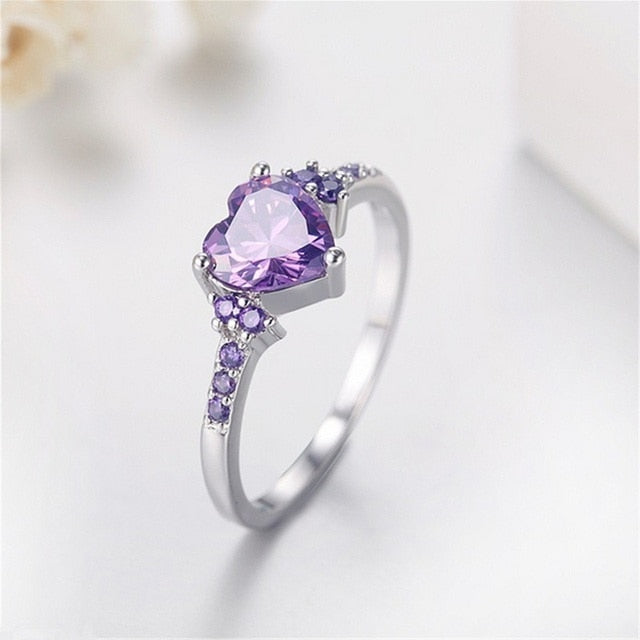 Simple Heart Ring Women Rhinestone Cute Finger Rings