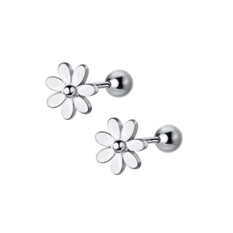 Fashion Sweet Glaze Flower Screw Stud Earrings
