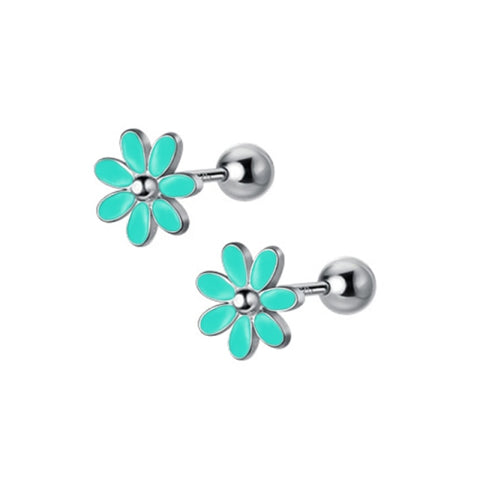Fashion Sweet Glaze Flower Screw Stud Earrings