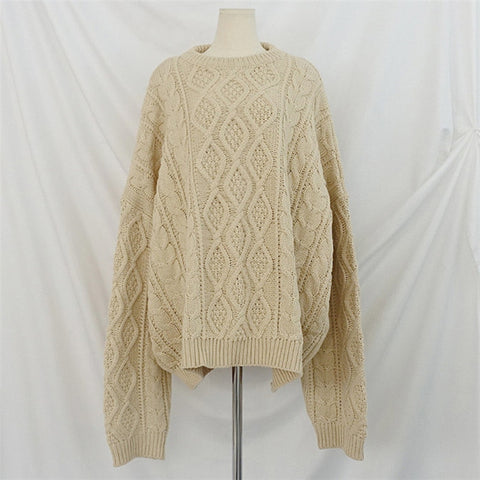 Pullovers Sweater Oversize Knitted Lantern Sleeve  Solid Minimalist Knitwear