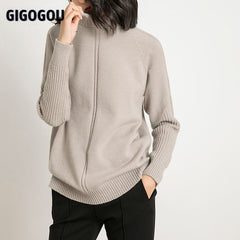 Vertical Stripe Women Sweaters Thick Warm Cashmere Turtleneck