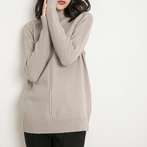 Vertical Stripe Women Sweaters Thick Warm Cashmere Turtleneck