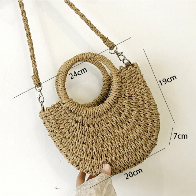 Straw Handbags Vintage Casual Shoulder Women Tote Bags