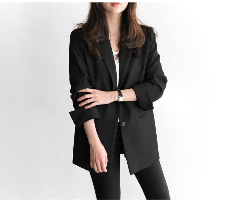 Elegant Long Sleeve Slim Blazer Jacket Women Casual Black Outwear