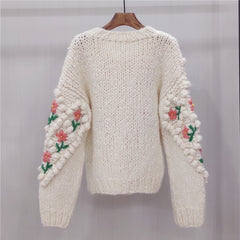 Handmade Sweater And Cardigans Floral Embroidery Hollow Out Chic Knit