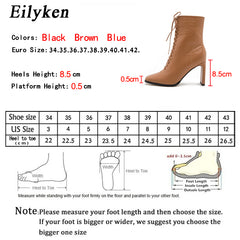 Square Head Ankle Boots Fashion Cross Strap Square High Heels Zipper Office Lady Boots