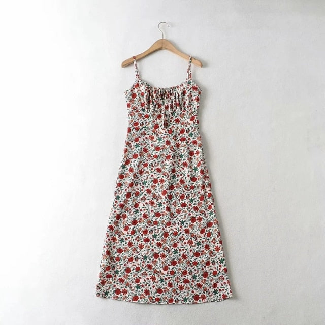 Strap Sleeveless Print Boho Summer Dress Long Women Floral