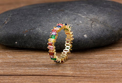 Eternity Band Ring Thin Skinny Rainbow Color Classic