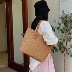 Straw Bach Vintage Handmade Woven Shoulder Rattan Shopping Totes