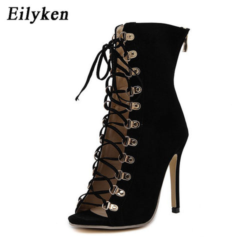 Chains Rope Sandals High Heel Gladiator Sandals Women Lace Up