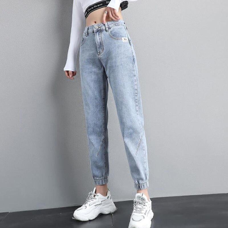 Streetwear Ankle Banded Jeans Korean Fashion Baggy Denim Ankle-Length Pants