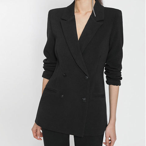 Office Lady Two Pieces Set Women Vintage High Quality Blazer
