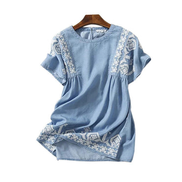 Casual Loose Shirt Women Floral Embroidery Blouse Ladies Office