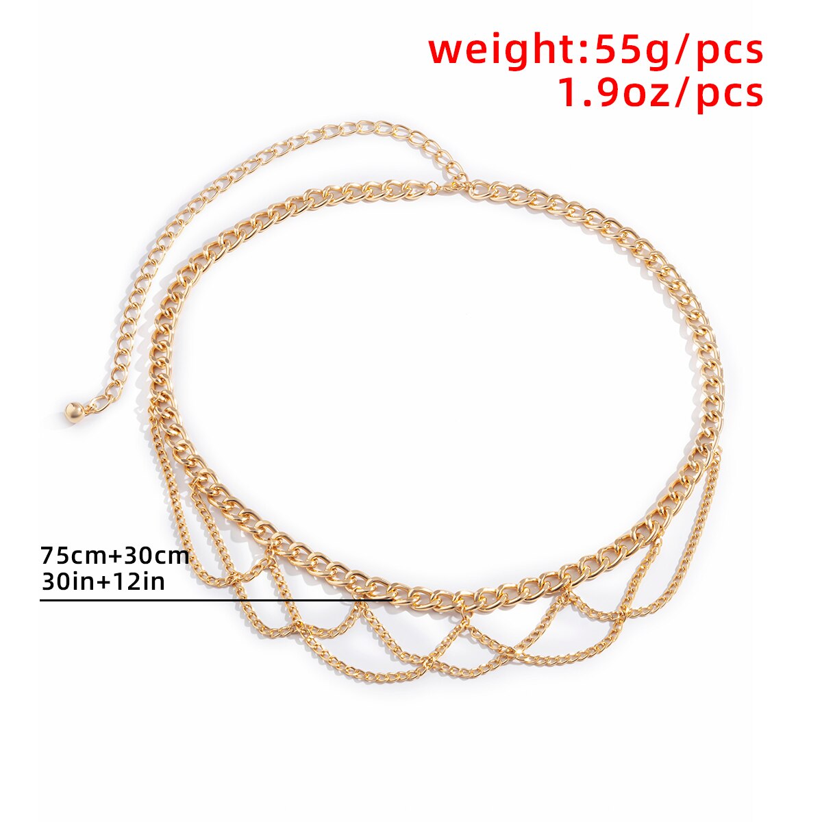 Multilayer Chain Belts for Women Metal Waist Chain Body