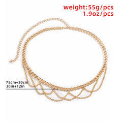 Multilayer Chain Belts for Women Metal Waist Chain Body