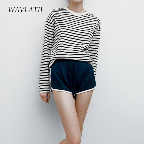 Striped Long Sleeve T-shirts Female Streetwear Cotton Tees Tops