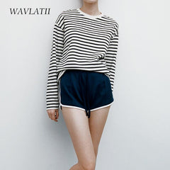 Striped Long Sleeve T-shirts Female Streetwear Cotton Tees Tops