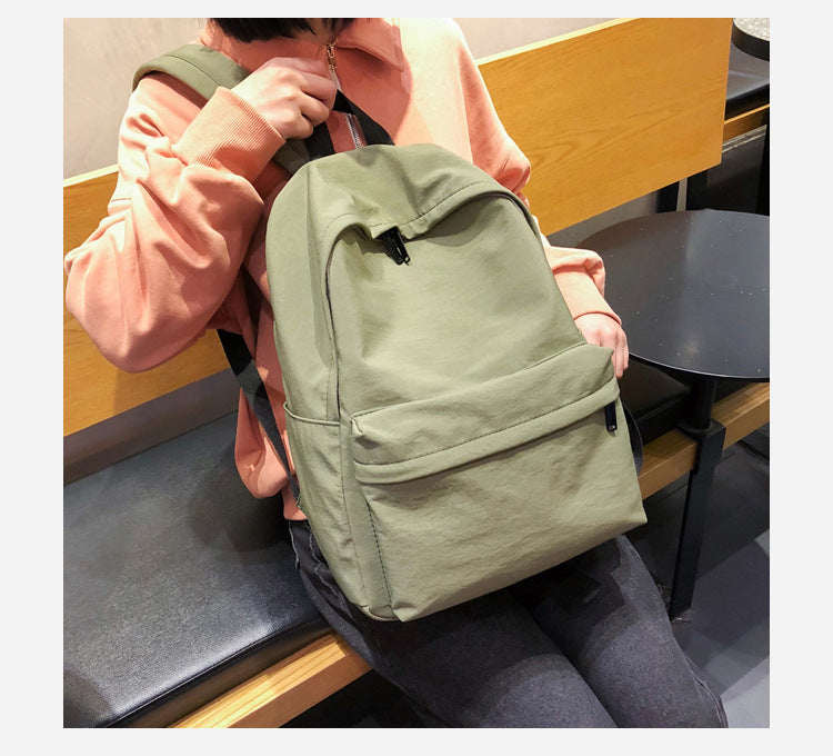 Solid Canvas Backpack For Teenagers Women Casual Large Capacity