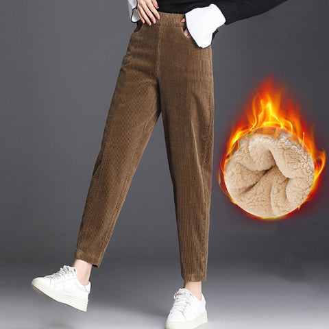 Plush Thick Casual Pants  Corduroy Warm Pants