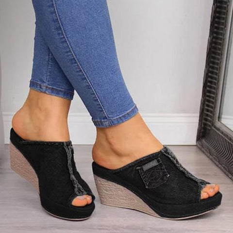 Lady Slope Female Fish Mouth Platform High Heels Wedge Shoes