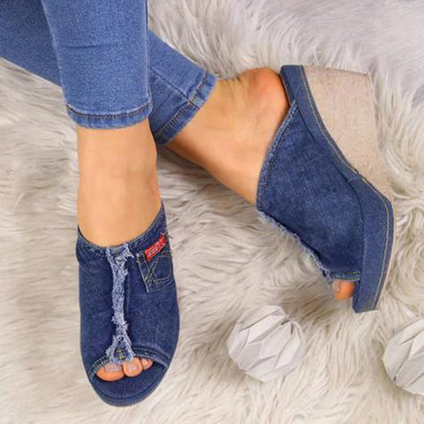 Lady Slope Female Fish Mouth Platform High Heels Wedge Shoes