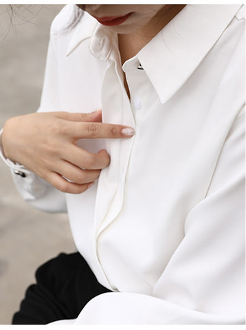 Style Formal Women White Shirts Turn-Down Collar Blouse Tops