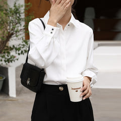 Style Formal Women White Shirts Turn-Down Collar Blouse Tops