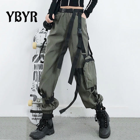 Streetwear Joggers Cargo Pants Hip Hop Hit Color Pocket Trousers