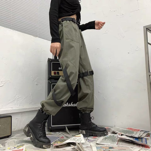 Streetwear Joggers Cargo Pants Hip Hop Hit Color Pocket Trousers