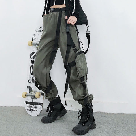Streetwear Joggers Cargo Pants Hip Hop Hit Color Pocket Trousers