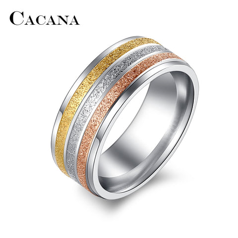 Stainless Steel Ring Three Colors Lines Trendy Fashion Sense Rings