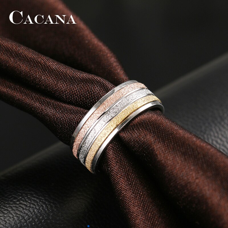 Stainless Steel Ring Three Colors Lines Trendy Fashion Sense Rings